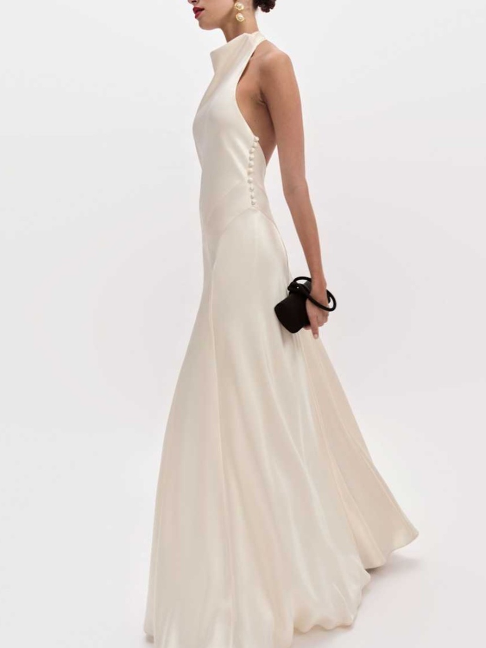 Reformation ROY Satin Wedding Dress Halter Gown Fior Di Latte Ivory With Tags 10